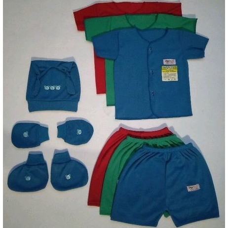 3 set/ Stel Baju Celana Bayi Newborn Lengan Pendek+Topi STK