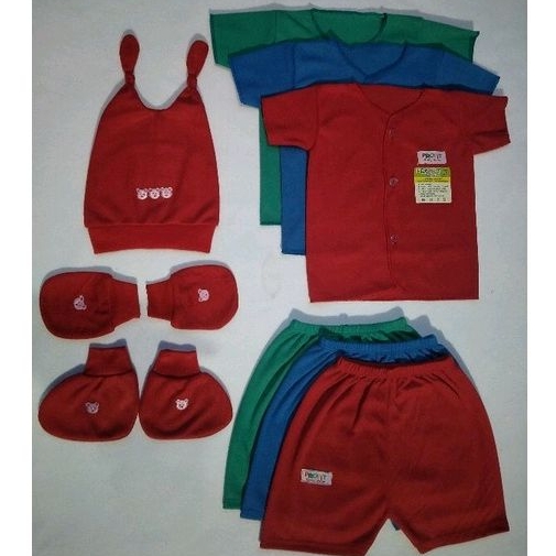 3 set/ Stel Baju Celana Bayi Newborn Lengan Pendek+Topi STK