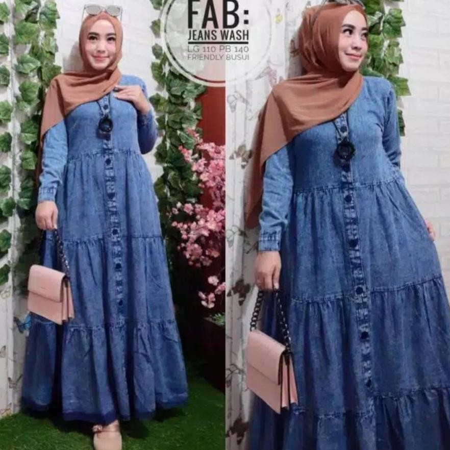 Amara maxy jeans/ gamis jeans busui / Maxy Snow Jumbo Jeans