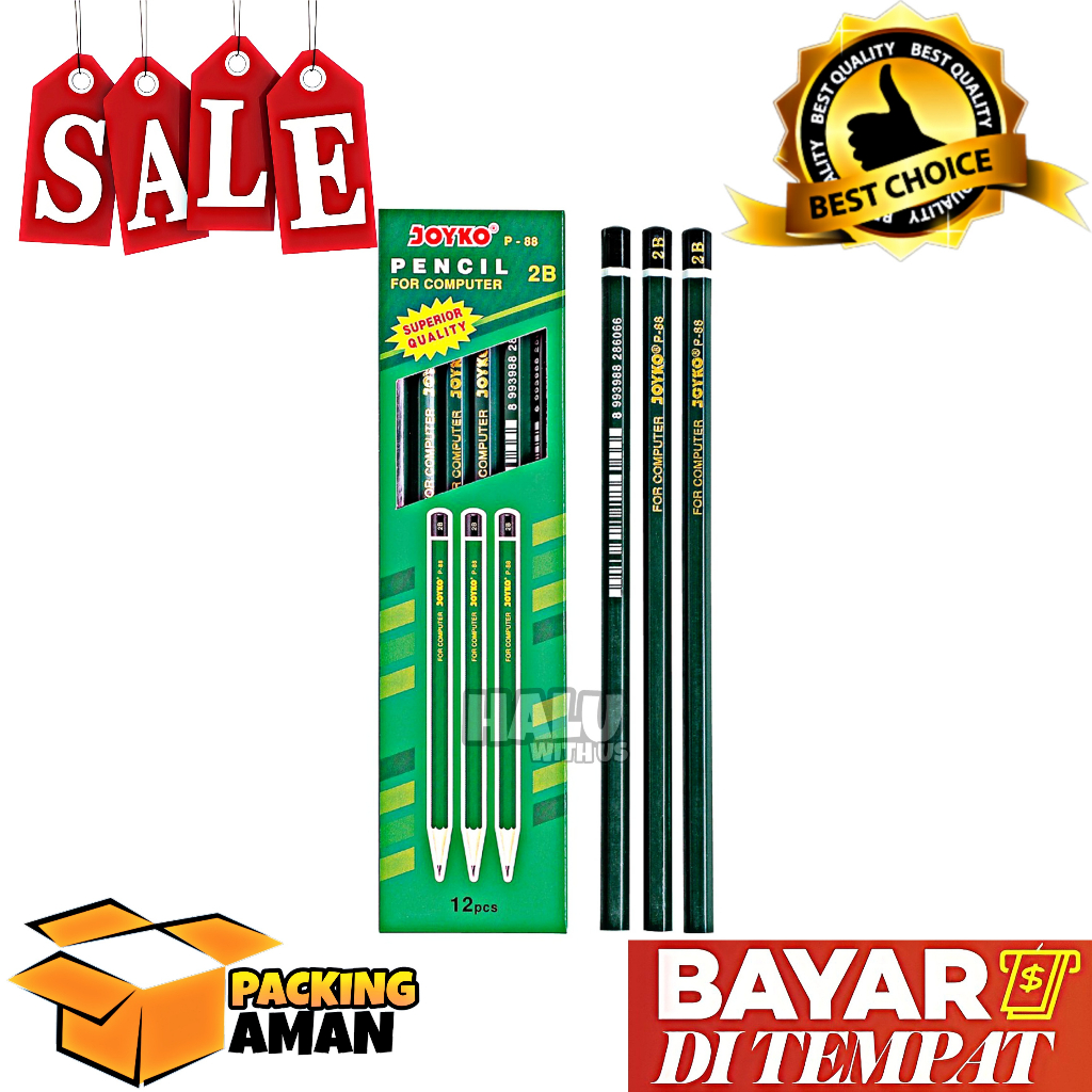 

(BISA COD) PROMO 12 Pcs Joyko Pencil / Pensil P-88 / 2B / 1 BOX 12 PCS / Alat Tulis / Pensil Tulis