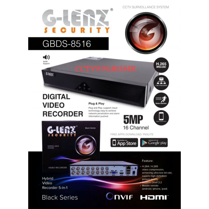 GLENZ CCTV DVR 16CH 5MP - GBDS 8516 (5MP)