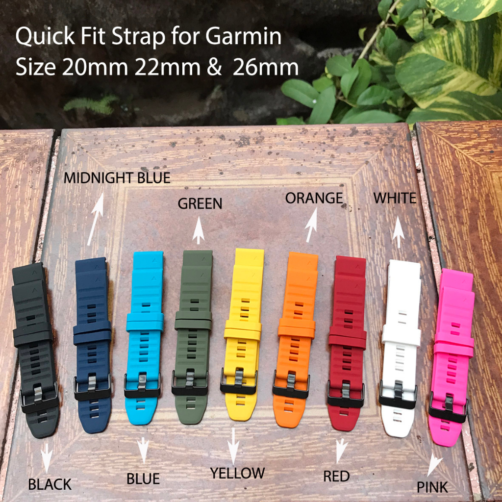 Strap Garmin Quick Fit 20mm 22mm 26mm Fenix Strap Forerunner Strap QR Silicon karet jam tangan Garmi