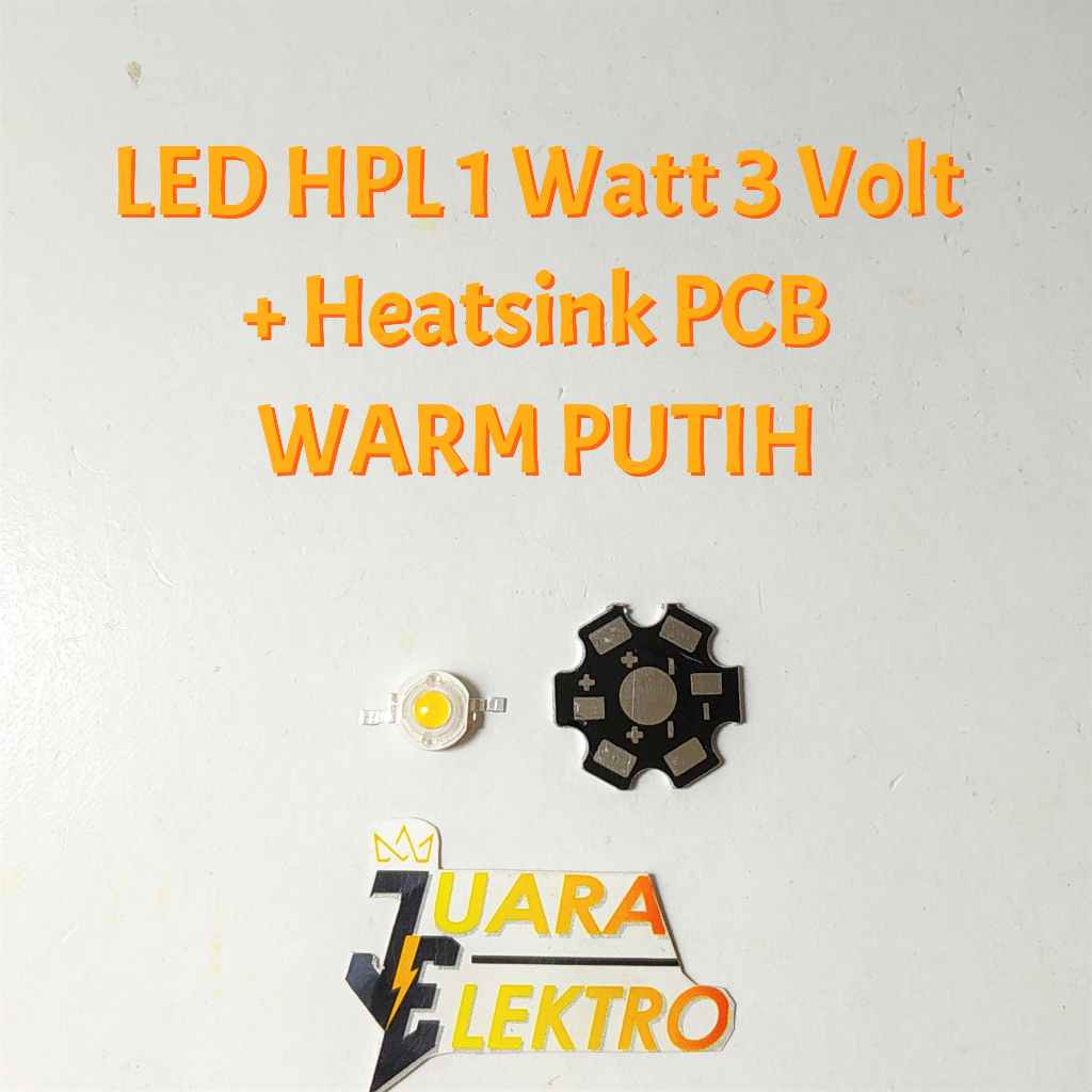 (1 PCS) Lampu LED HPL 1 Watt 3 Volt + Heatsink PCB PUTIH | Lampu LED 7mm Putih dengan PCB