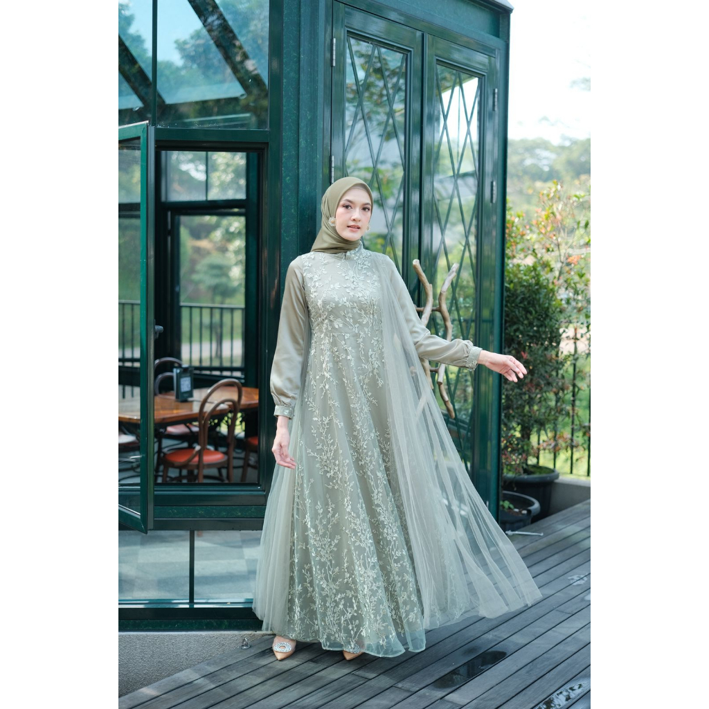 (Akita-Bella dress) dress exclusivr adha raya dress lamaran dress tunangan dress kondangan dress bahan lace premium ini