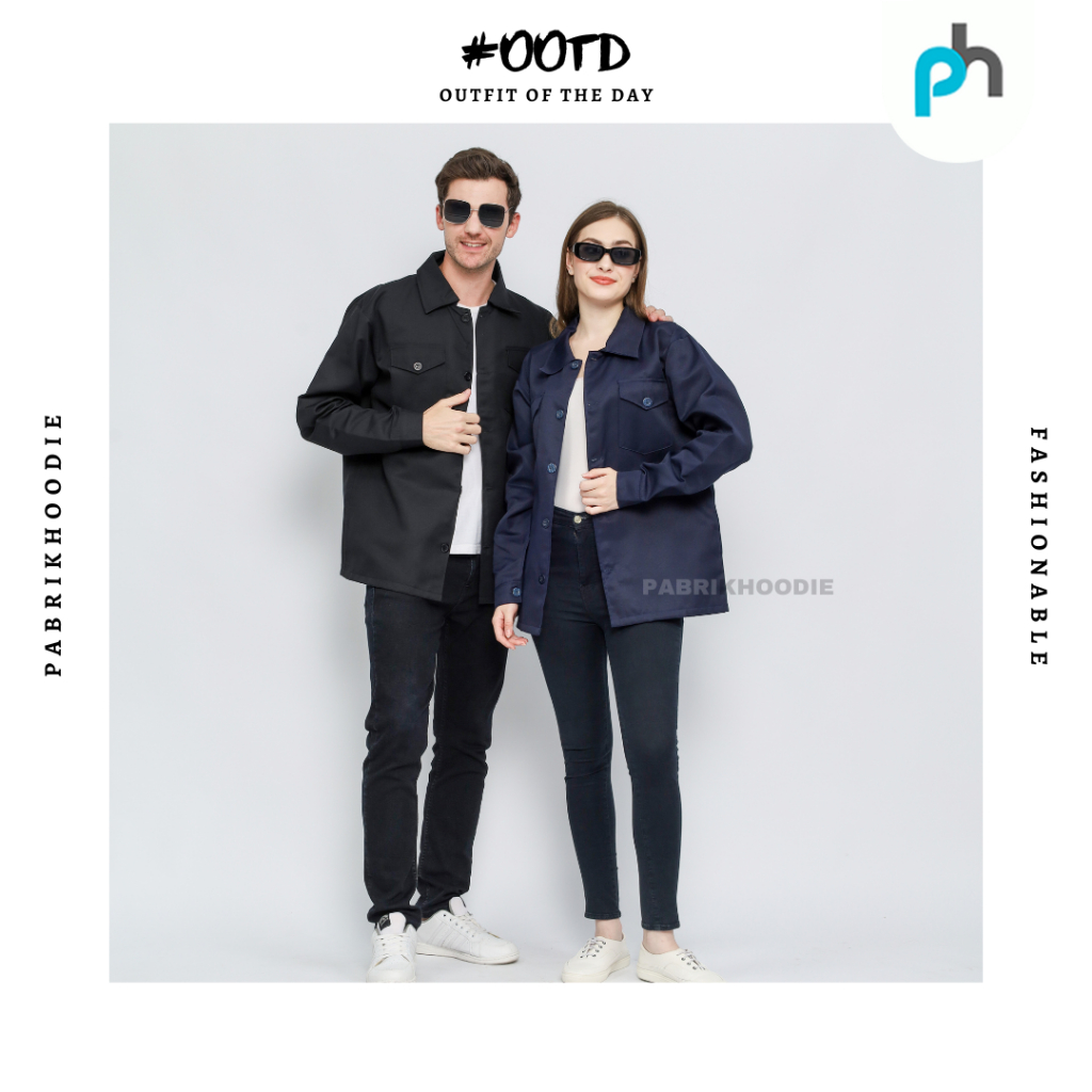 PABRIKHOODIE- JAKET KEMEJA POLOS PRIA WANITA JAKET KEMEJA COUPLE {PRIA &amp; WANITA} M-XXL