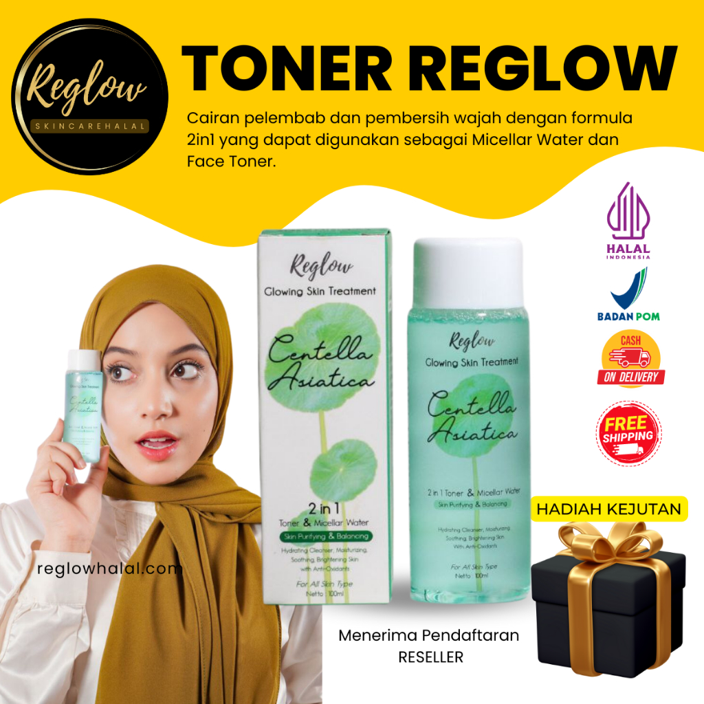 Micellar Water Toner 100 ml Reglow Glowing Skin Treatment Paket Kecantikan Perawatan Wajah Skincare 