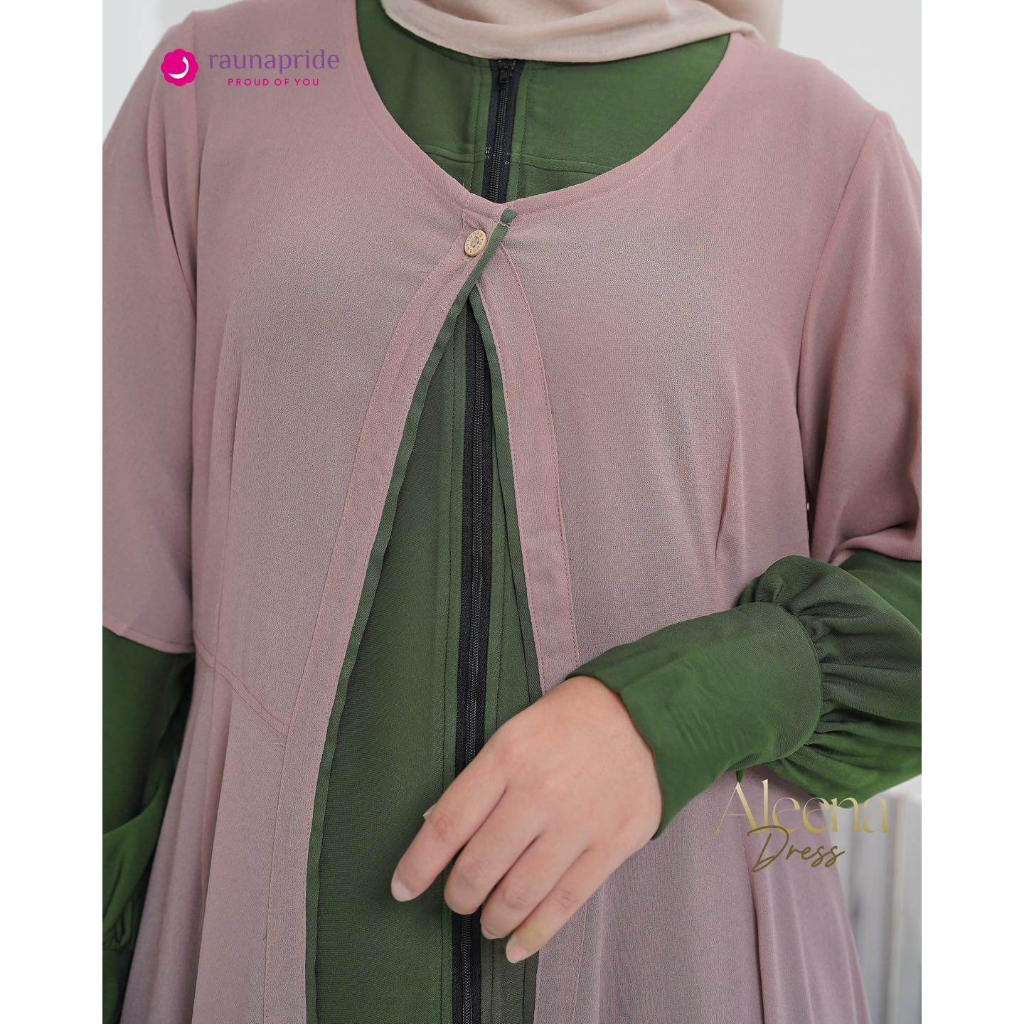 Baju Pesta Gamis Wanita Dewasa / Rauna Aleena - Hijau / Fashion Muslim