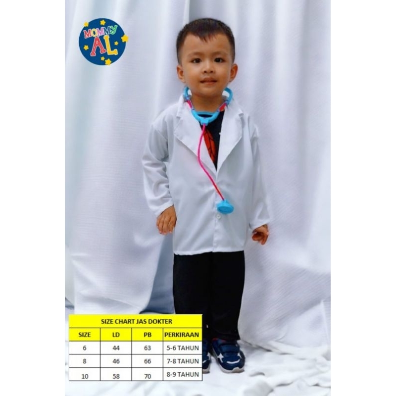 JAS DOKTER ANAK 6-10 TAHUN/Jas dokter Anak/Jas Dokter anak kecil/jas dokter anak murah/jas dokter anak perempuan/jas dokter anak kecil/Baju Profesi Anak