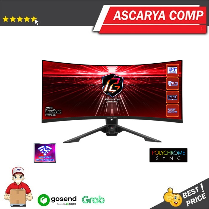 ASROCK PHANTOM GAMING PG34WQ15R3A - W-QHD 165Hz CURVED GAMING MONITOR