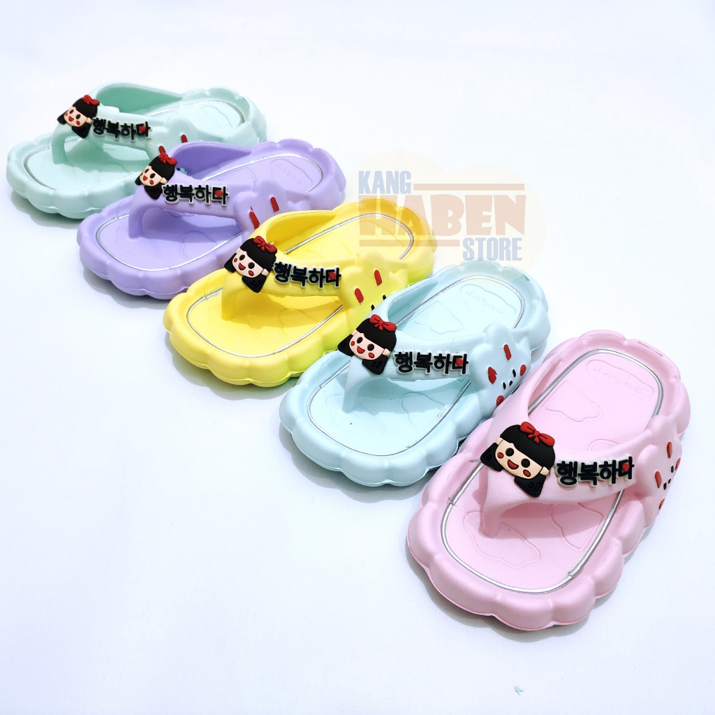 Sandal Jepit Korea Anak Kecil Perempuan ukuran 24 - 29 Karakter Lucu Habenkids