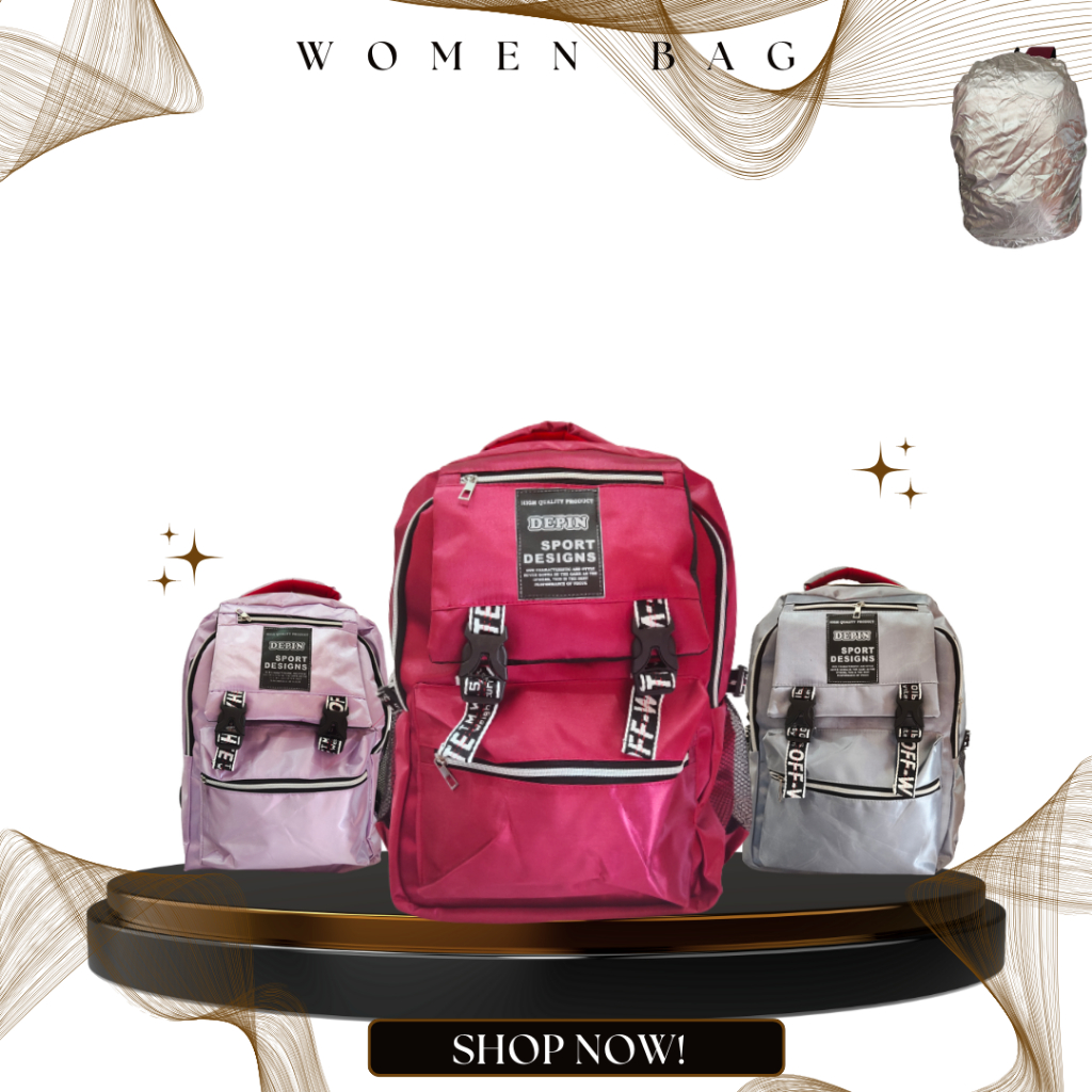 Tas Ransel Wanita Free Raincover - Tas Sekolah Sd Smp Sma kuliah Remaja Dewasa Model Terbaru Fashion Korea Kekinian Bagus Murah Besar Kuliah Traveling Jalan Stylish