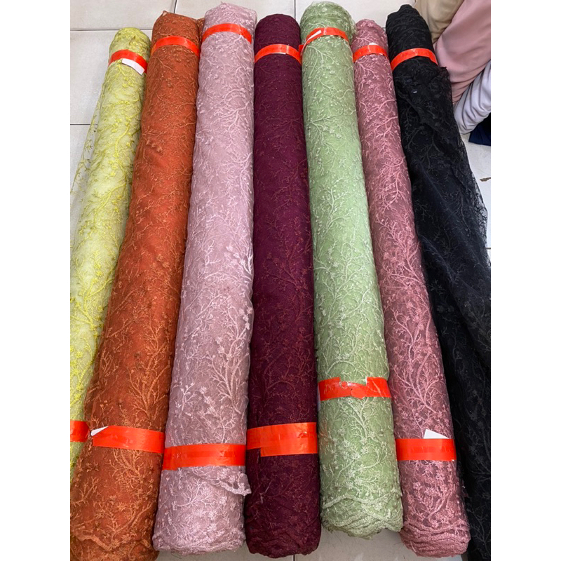 Brokat/Tile Bordir Motif Akar Premium High Quality