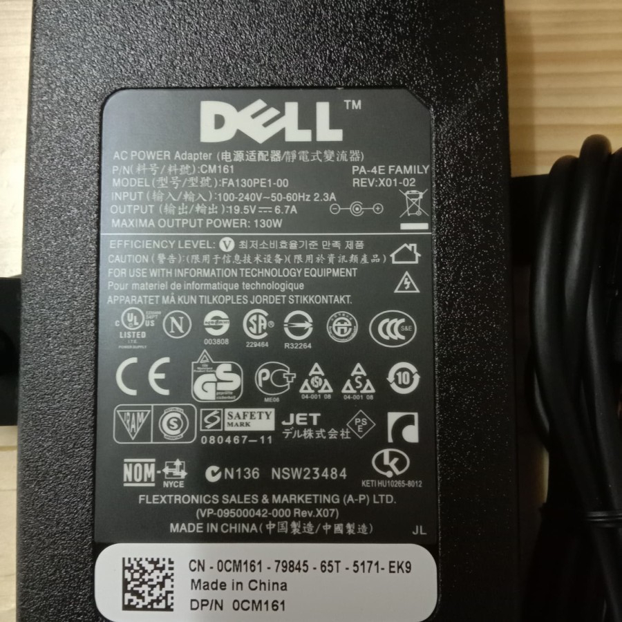 Charger Adaptor Dell XPS 15 9530, 9560, Precision M3800 19.5V 6.7A