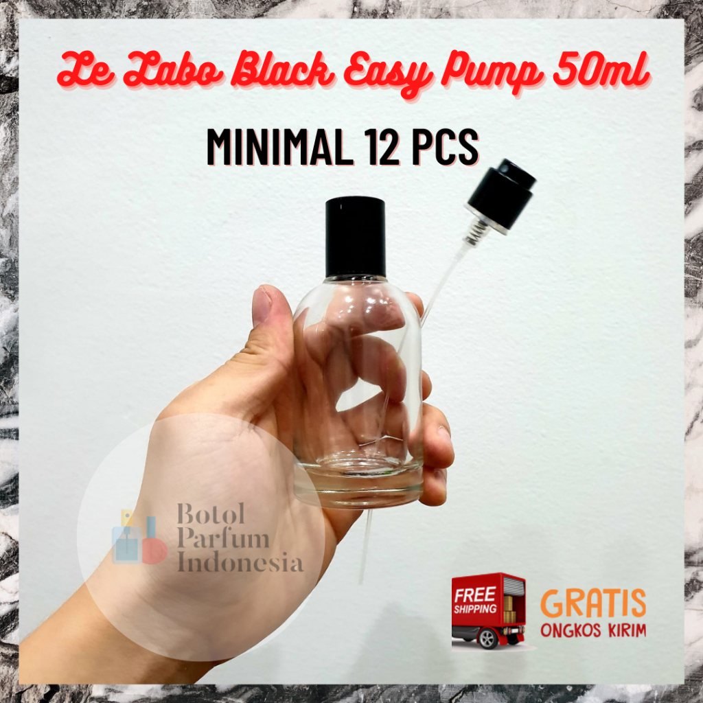 BOTOL PARFUM LE LABO BLACK 50ML EASY PUMP - BOTOL PARFUM KOSONG LE LABO BLACK - BOTOL PARFUM KACA 50