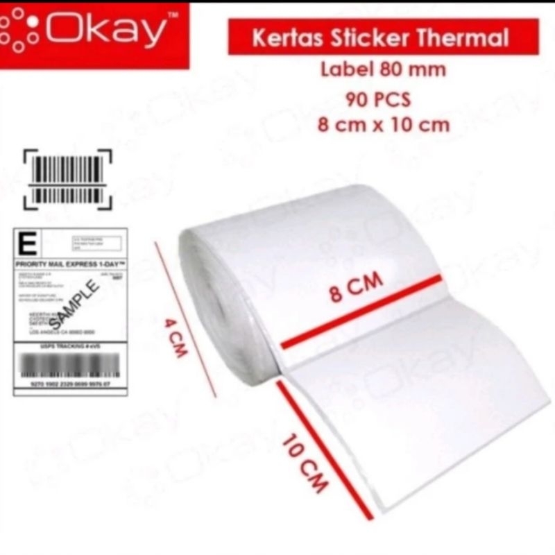 

KERTAS LABEL STICKER PER PCS ISI 90 PCS 80X100 mm untuk printer Label