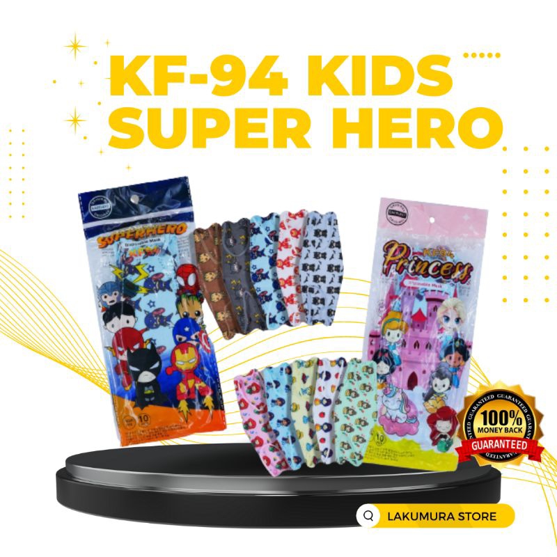 MASKER KF94 ANAK 4 PLY MOTIF KARAKTER SUPER HERO ISI 10 PCS