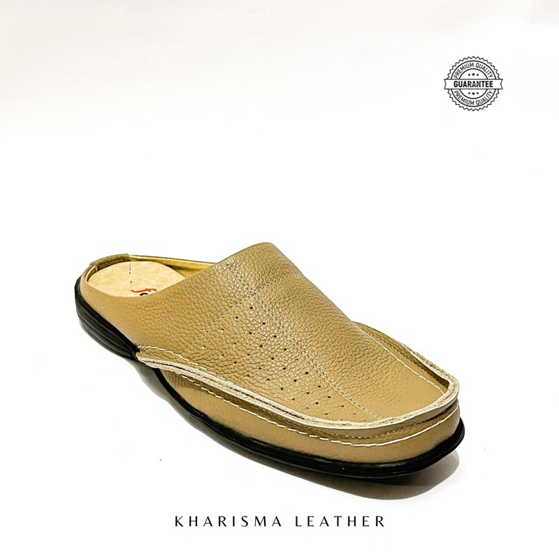 Kharisma Leather Sepatu Sendal Kulit Pria Tutong Kulit Garut Model Bustong Silang Bahan Tebal Kuat J