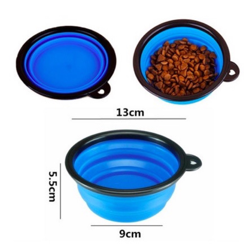 Mangkuk Anjing Kucing Karet Lipa Pet Outdoor Travel bowl Anti Slip Anti Semut Selip Persediaan Hewan