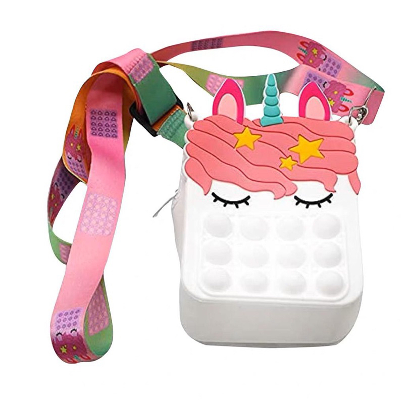 Tas Selempang Anak Import Jelly Pop It Unicorn Rainbow