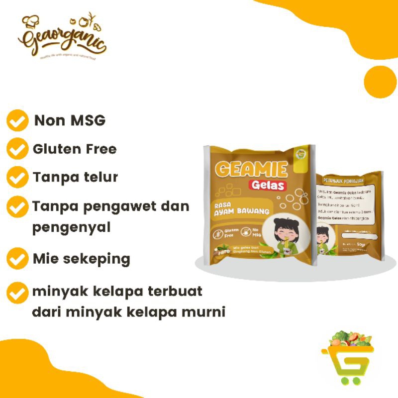 

Mie Gluten Free dan Non MSG Geamie Gelas Instant Mini Ayam Bawang