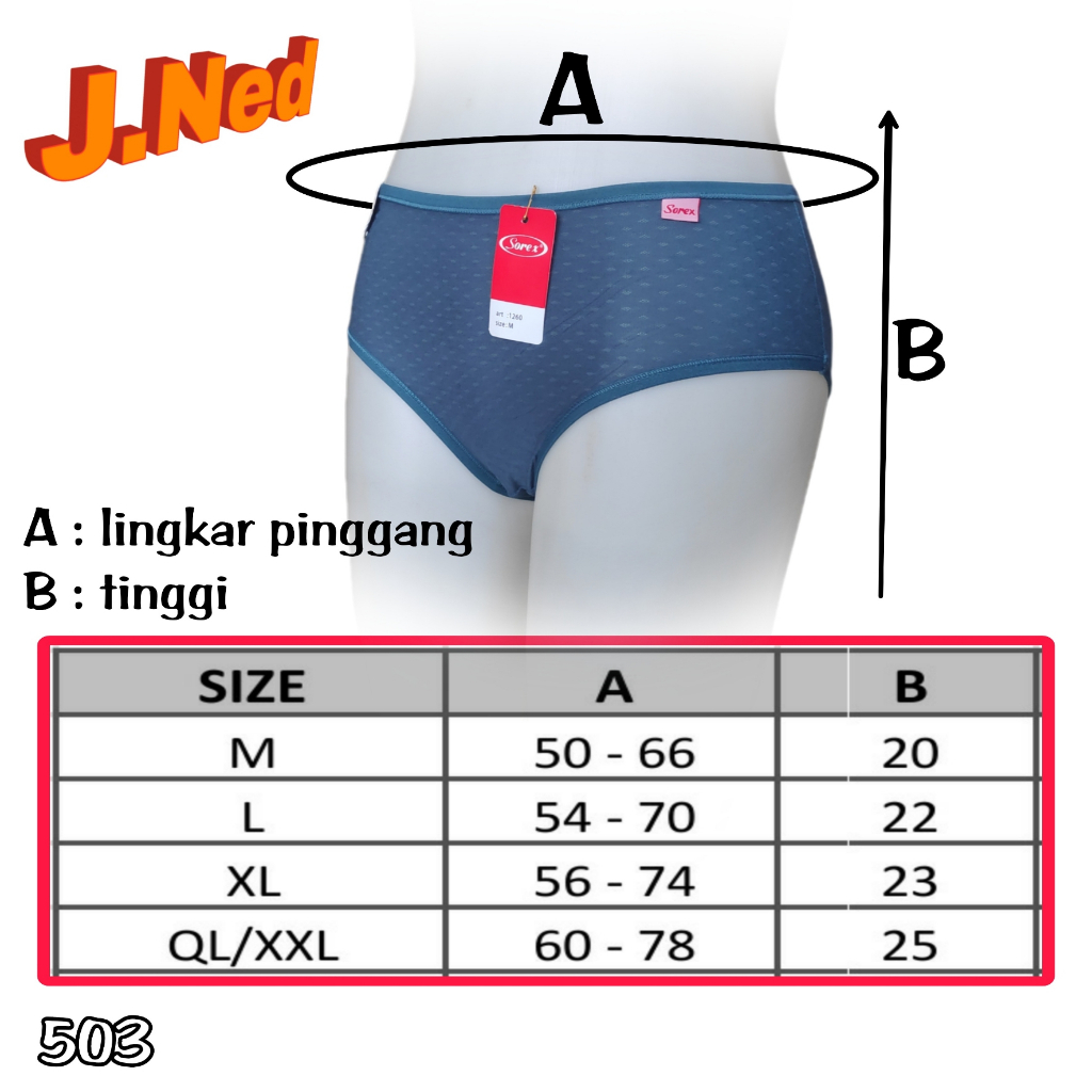 J503 CELANA DALAM WANITA SOREX BERPORI SIZE M - XXL