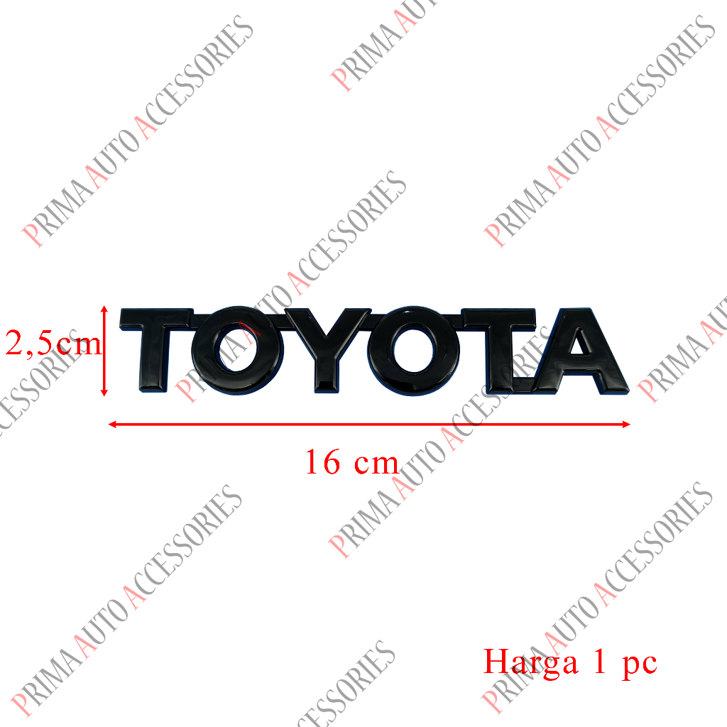 Emblem Mobil Tulisan TOYOTA Bagasi Hitam Glossy 16 cm