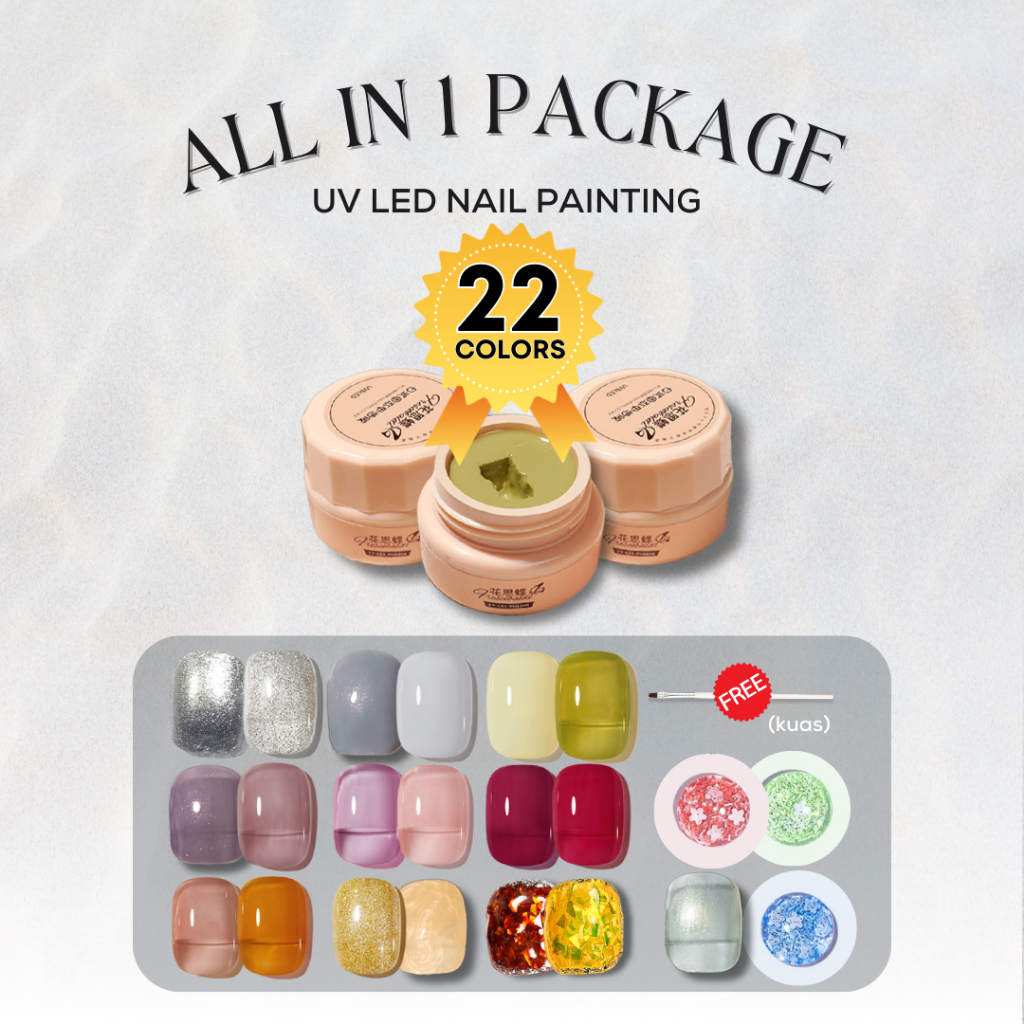 MSY PAKET KUTEK GEL UV MUD PAINTING GEL 22COLOUR FREE KUAS NAIL ART/NAIL GEL POLISH 5ML