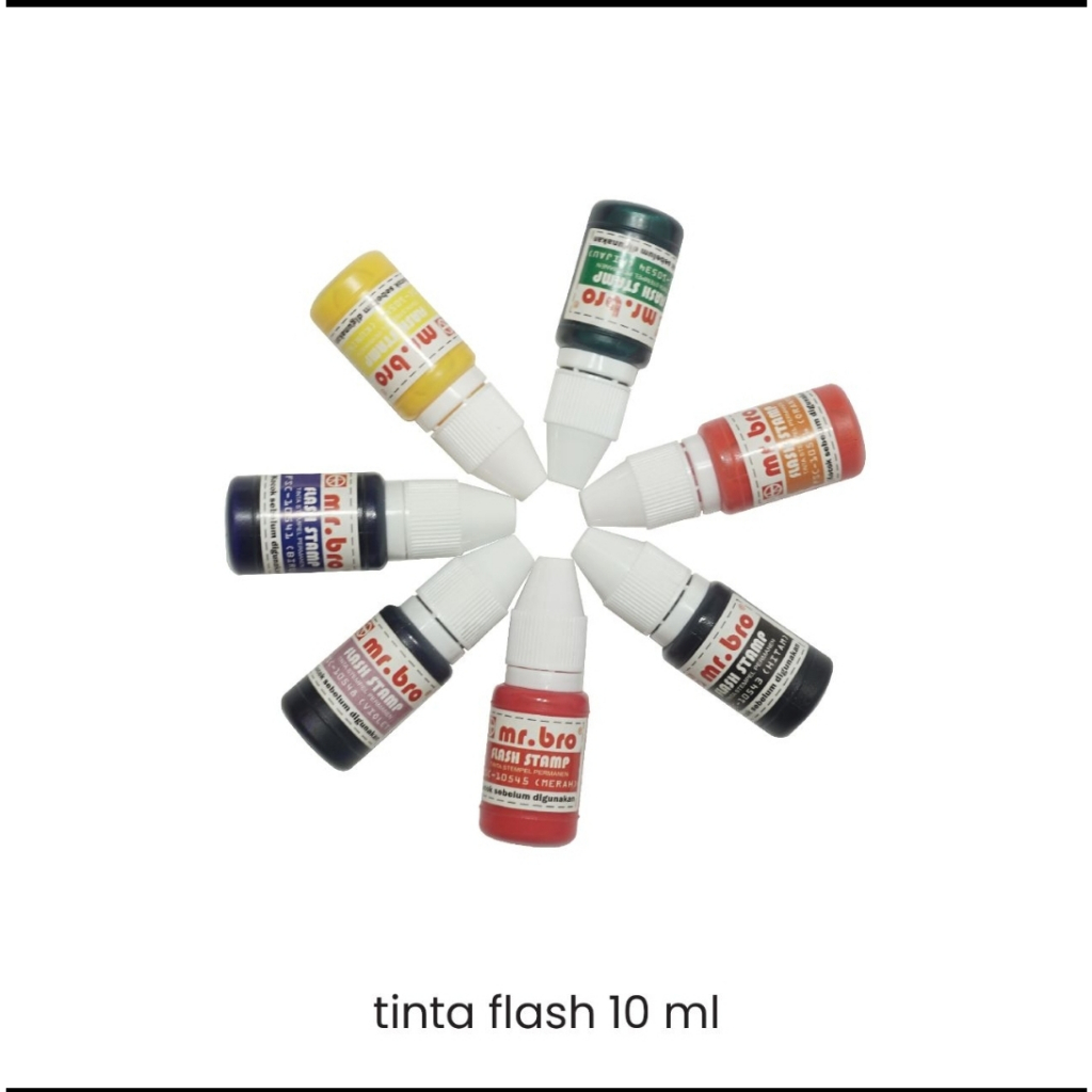 

tinta stempel mr bro / A+Z ( satu supplier) manis stample flash 10 ml satuan ada 6 warna water proff