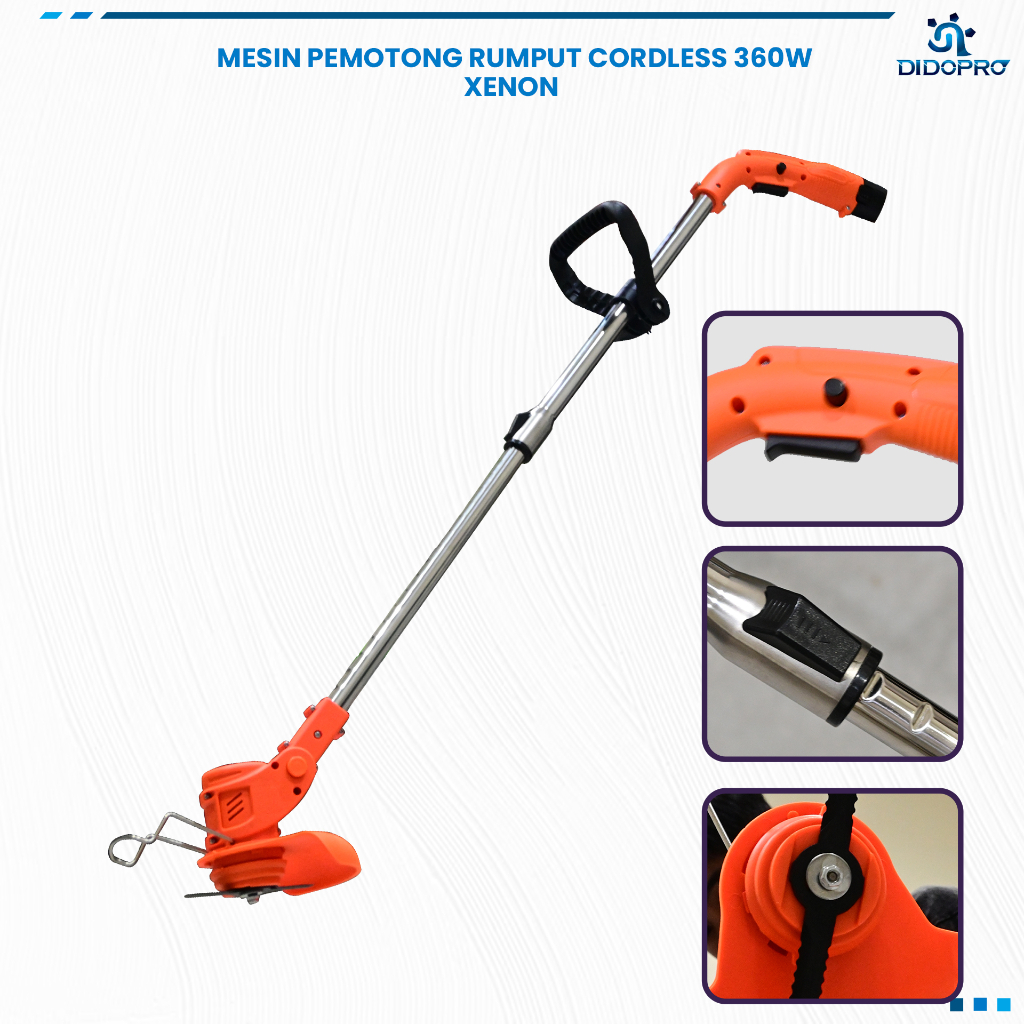 XENON CDGT360 Mesin Potong Rumput Cordless 12 Volt 2 Baterai Grass trimmer Alat Pemotong Rumput Portable Cas