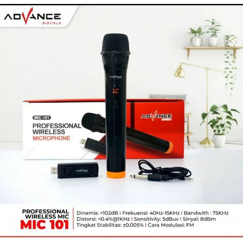 ADVANCE - Mic Wireless Single MIC 101 | Microphone Tanpa Kabel | Microfon Bernyanyi