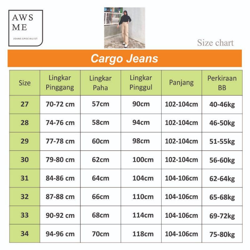 HOT AWSME - HW CARGO LOOSE JEANS WHITE / JEANS CARGO WANITA KEKINIAN WARNA PUTIH / CELANA PANJANG