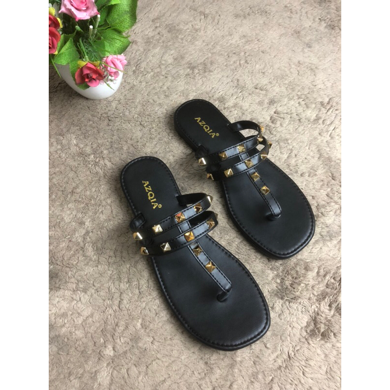 Sandal flat wanita stode piramit model korea flagship