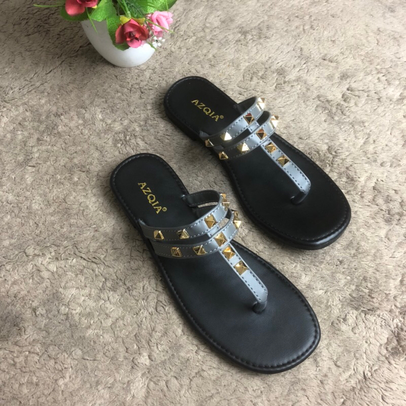 Sandal flat wanita stode piramit model korea flagship