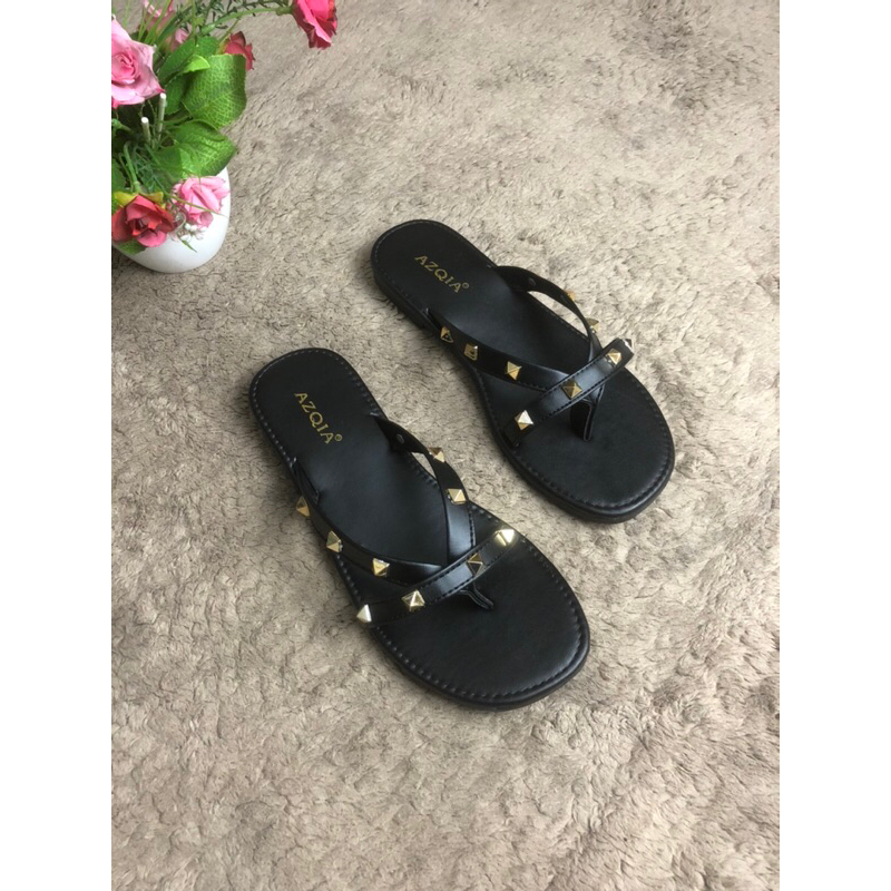 Sandal flat wanita stoded piramid simpel elegant