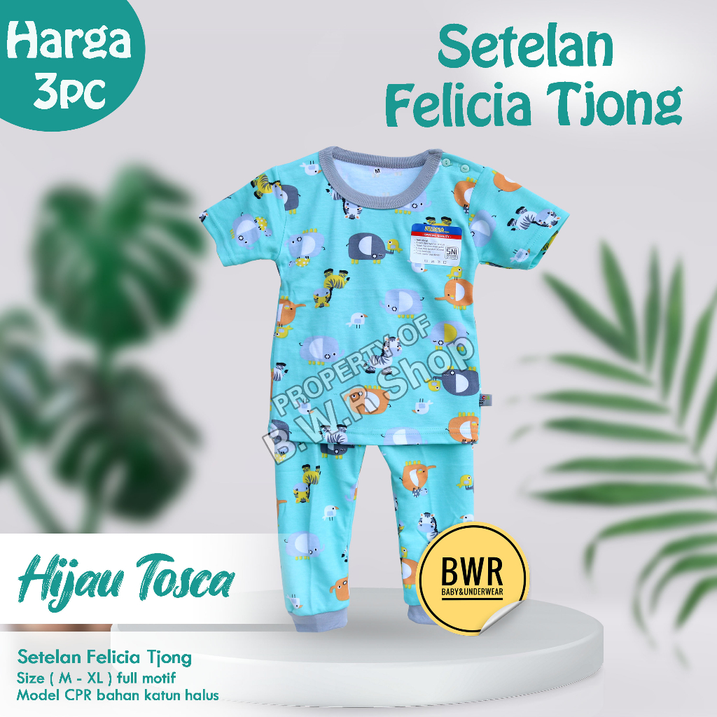 PROMO!!! [ 3 stel ] Setelan anak CPR Felicia Tjong motif Mamalian baju anak usia 6 bln -3 tahun full motif Unisex | Bwr