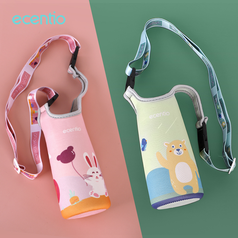 ecentio &amp; FOODI  tas botol minum anak sedotan termos air panas mini 400ml/tas botol minum termos air pana 400ml