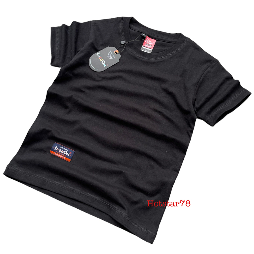 hizoOM  Baju Kaos Hitam  Polos Anak Laki - Laki &amp; Perempuan Usia  1-12 Tahun Bahan Katun Premium