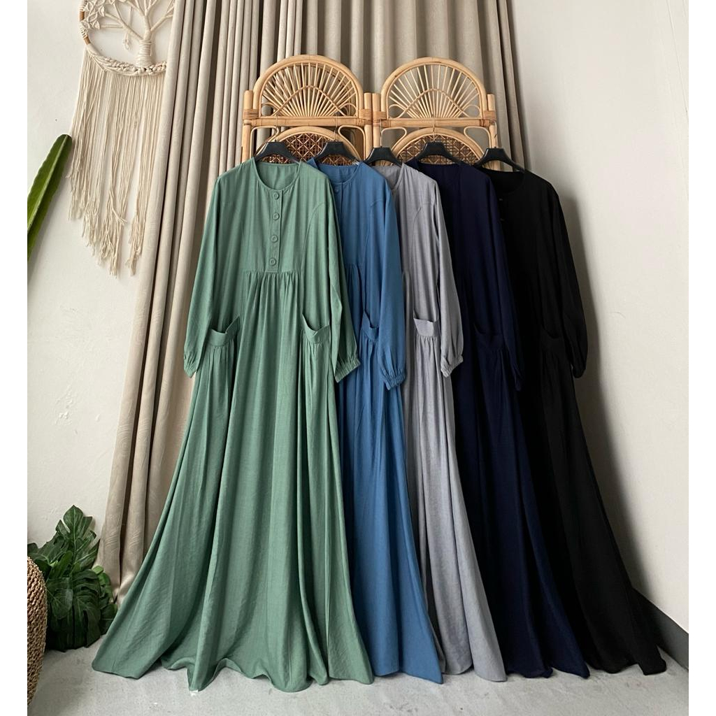 Gamis Wanita Kekinian/Gamis Bilqis Abaya/Abaya Polos Siple/Gamis Linen,Adem /BILQIS ABAYA