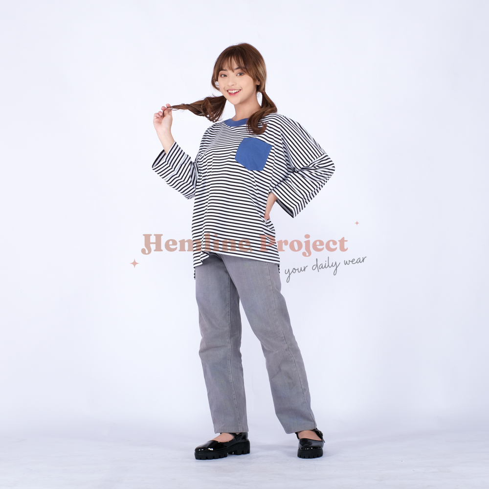 Hanaa Oversized Black Stripe Denim