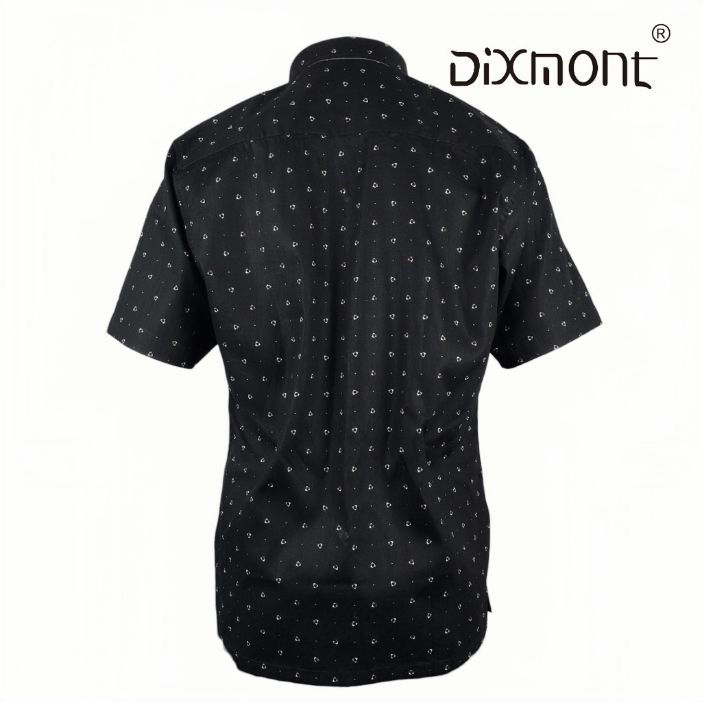 Dixmont Kemeja Pria Basic Formal Motif Lengan Pendek Hem MS00423