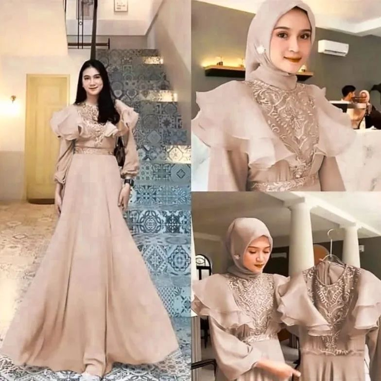 GAMIS WANITA TERBARU MEGHAN DRESS MC BAHAN CERUTY BABY DOLL APLIKASI ORGANZA BRUKAT DAPAT GAMIS WANITA ( TIDAK TERMASUK HIJAB ) LD 100 - 120 CM UKURAN M L XL XXL GAMIS WANITA TERBARU 2023 // DRESS CERUTY BABYDOLL PREMIUM KEKINIAN // MAXY DRESS JUMBO