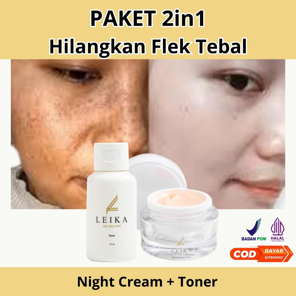 Paket 2in1 Night Cream - Toner Penghilang flek hitam di wajah Penghilang flek Hitam Skincare Penghil