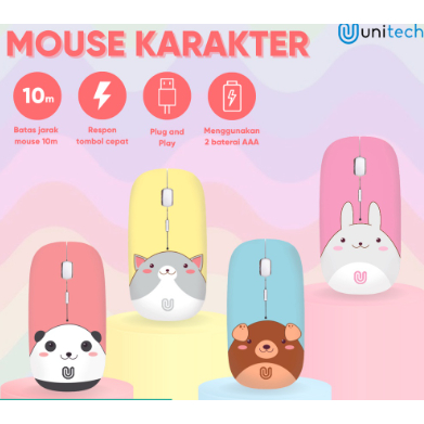 mouse karakter Mouse Wireless Unitech Cartone Series M2