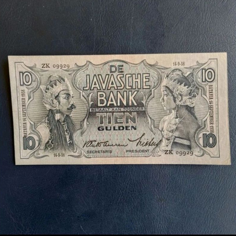 Uang Kuno 10 Gulden Wayang 1938 ZK Bagus