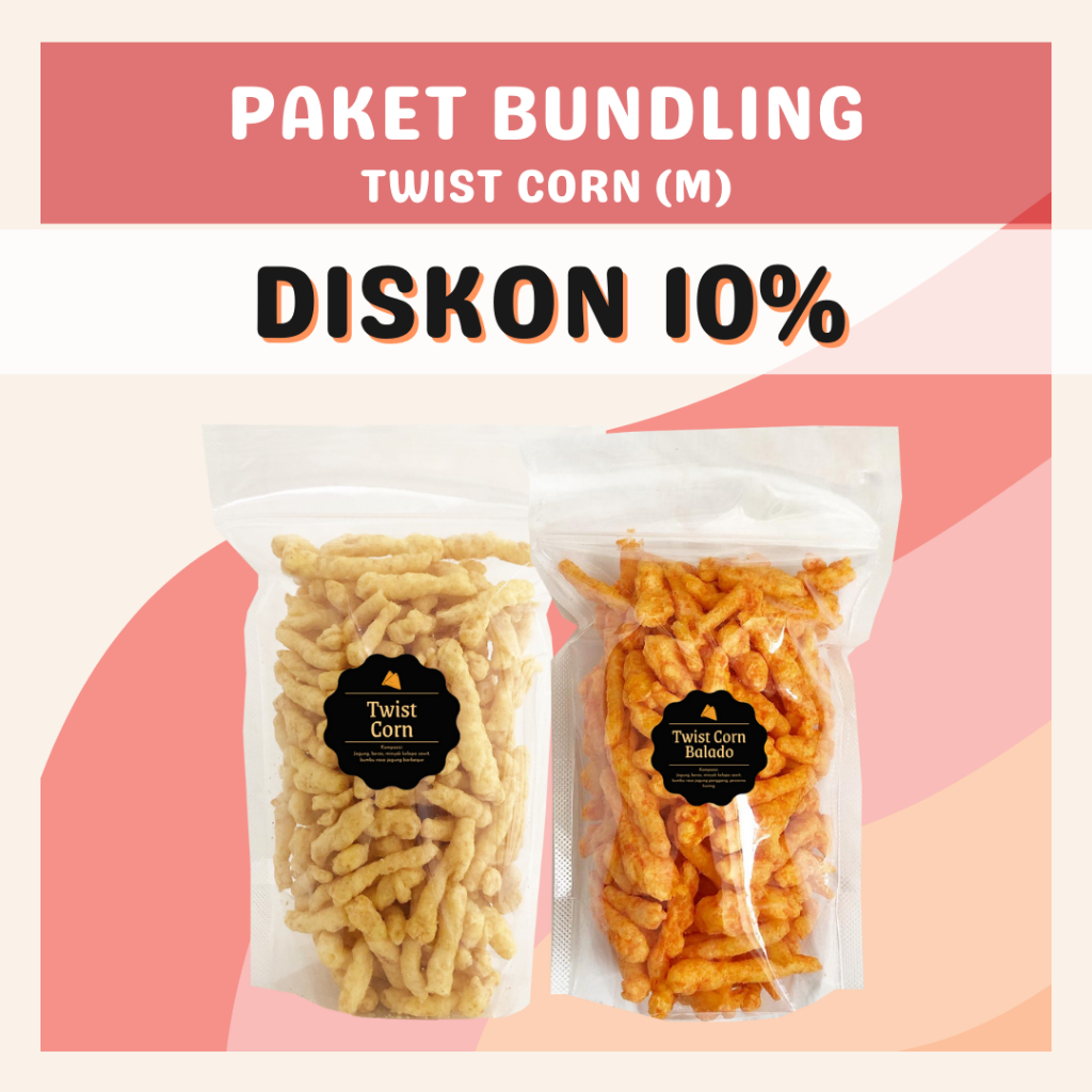 [DELISH SNACKS] Paket Bundling Twist Corn (M) / Cemilan Camilan / Special Bundle Package / Ori + Balado