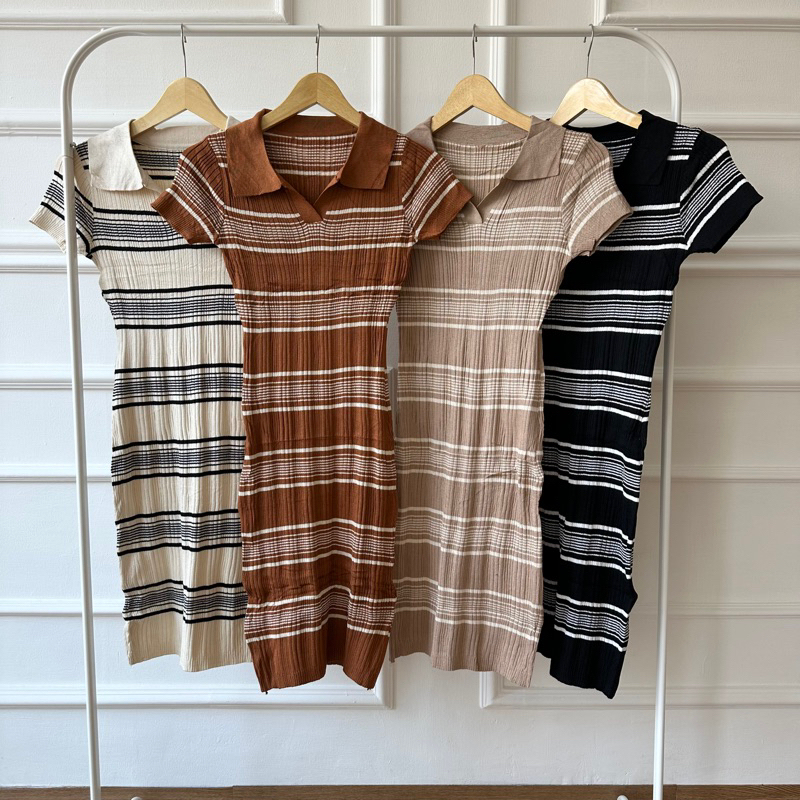 Dress Rajut Wanita Iisaii - Mini Dress Perempuan Terbaru Motif Salur