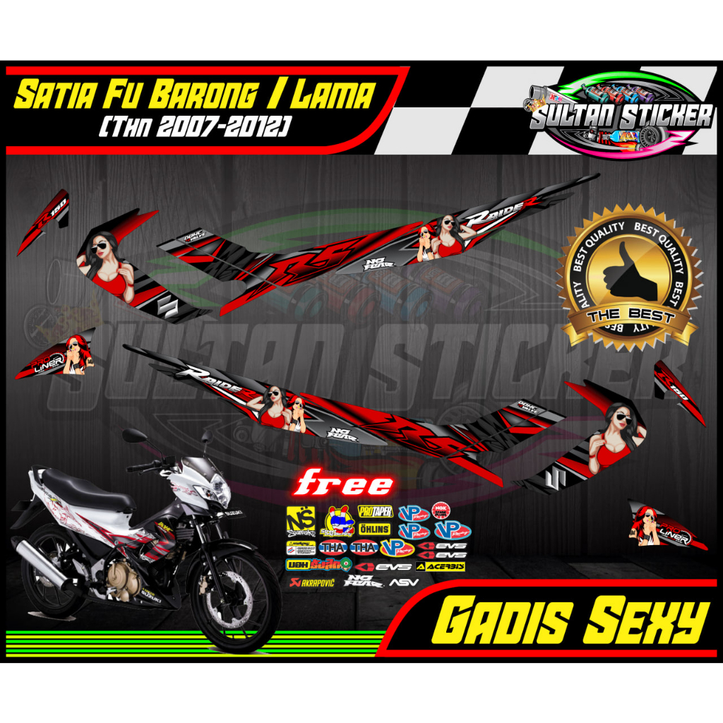 Stiker Variasi Streaping Decal list Motor SUZUKI Satria FU Barong/Lama (2007-2012) Gadis SEXY