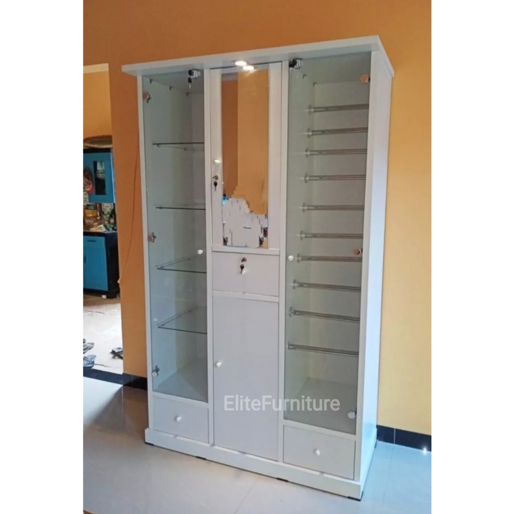 Lemari Tas Hijab , Lemari Kabinet , Lemari Tas Dan Hijab JUMBO , Lemari 3Pintu JUMBO Lampu