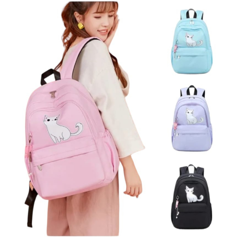 Tas Ransel Anak Perempuan Tas Gendong Karakter Cat White Untuk Sekolah SD TK Murah