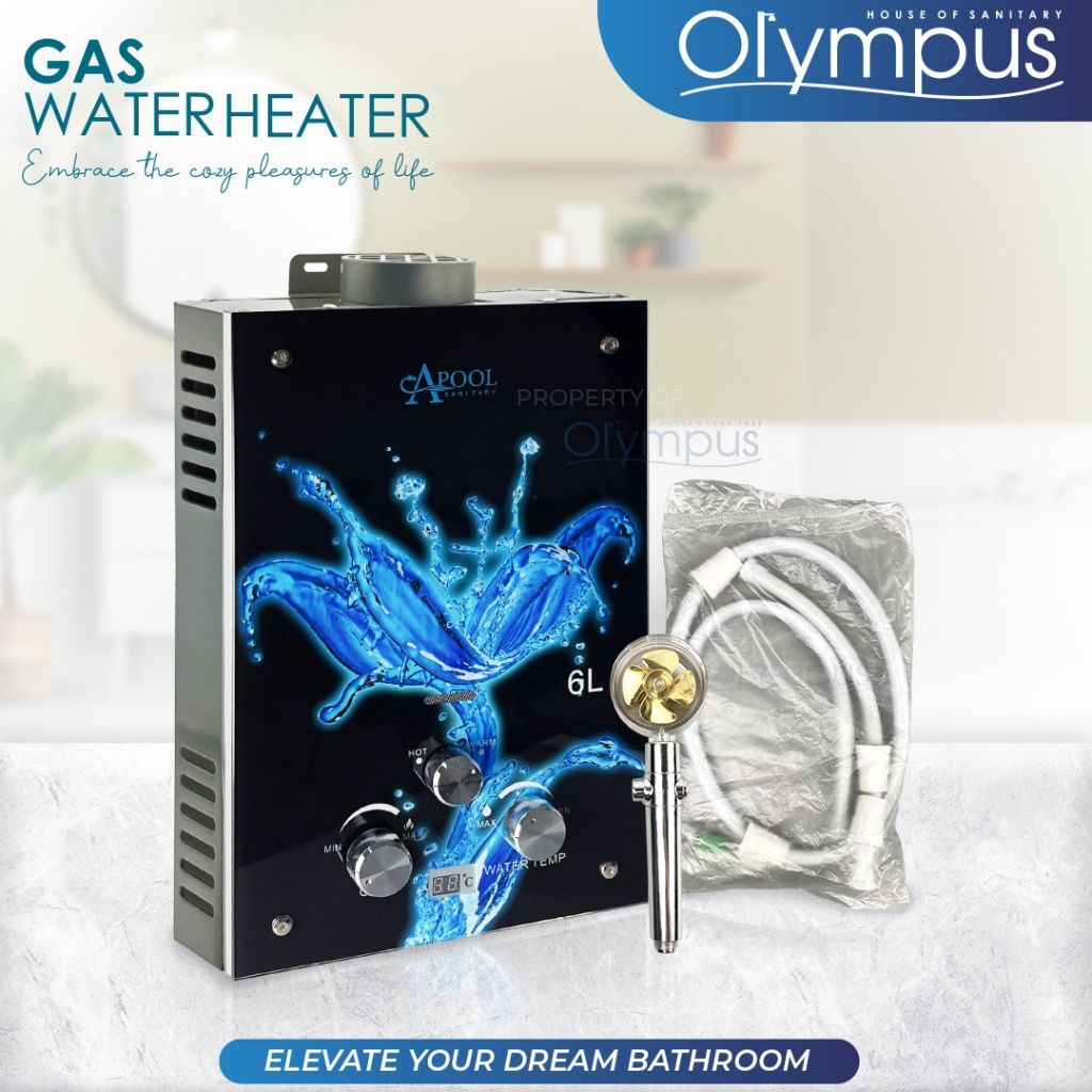 APOLLO Pemanas Air Water Heater Gas 6Liter Otomatis Led Indikator